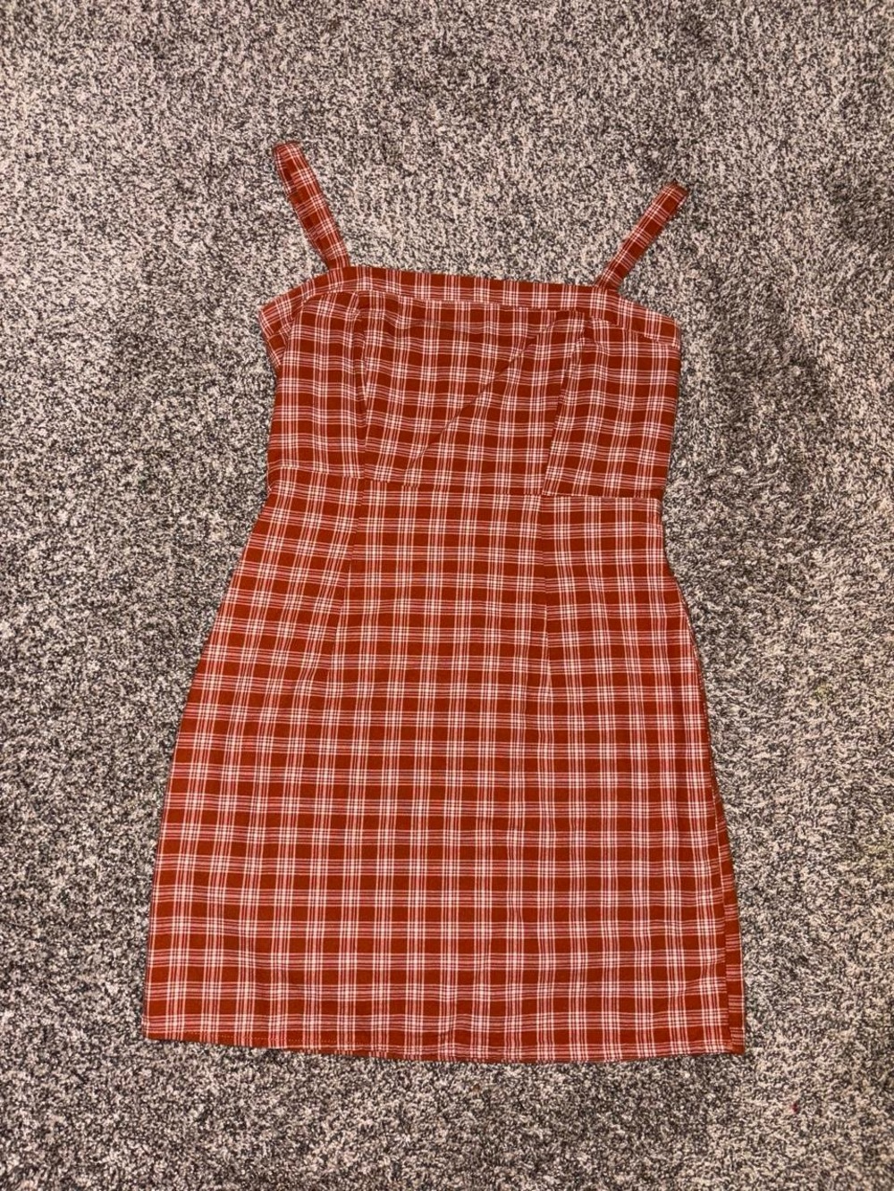 Orange and white plaid mini dress